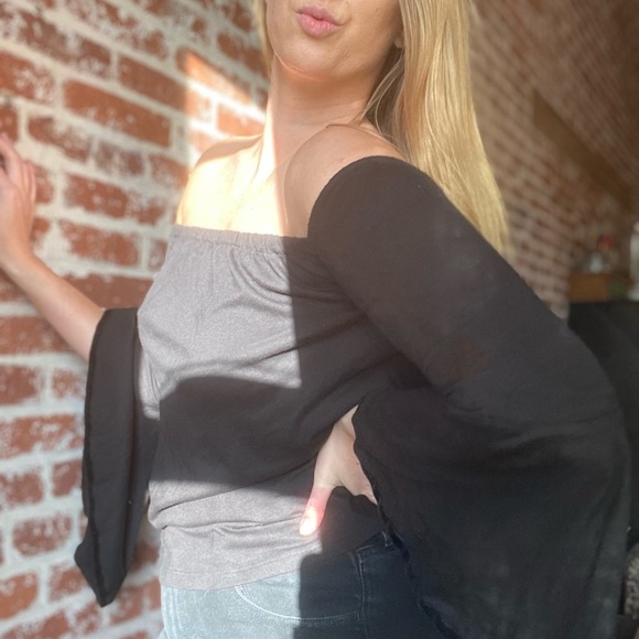 Loft Black Bell Sleeve Top - Picture 3 of 6